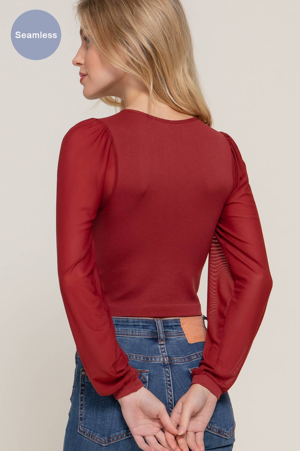 Active Basic | Active USA - Wholesale Knit Top - Women's - Mesh Long Sleeve Round Neck Seamless Top13