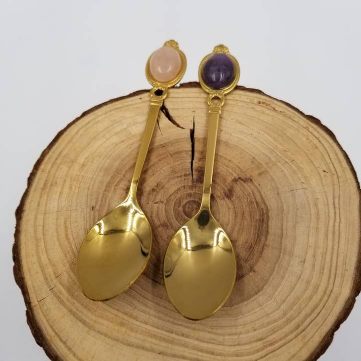 Natural Semi Precious Gemstone Crystal Amethyst Soup Spoon for wholesale by CHAKRA JEWELRY