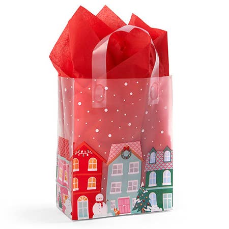 Nashville Wraps - Wholesale Gift Bag - Christmas Village Plastic Gift Bags