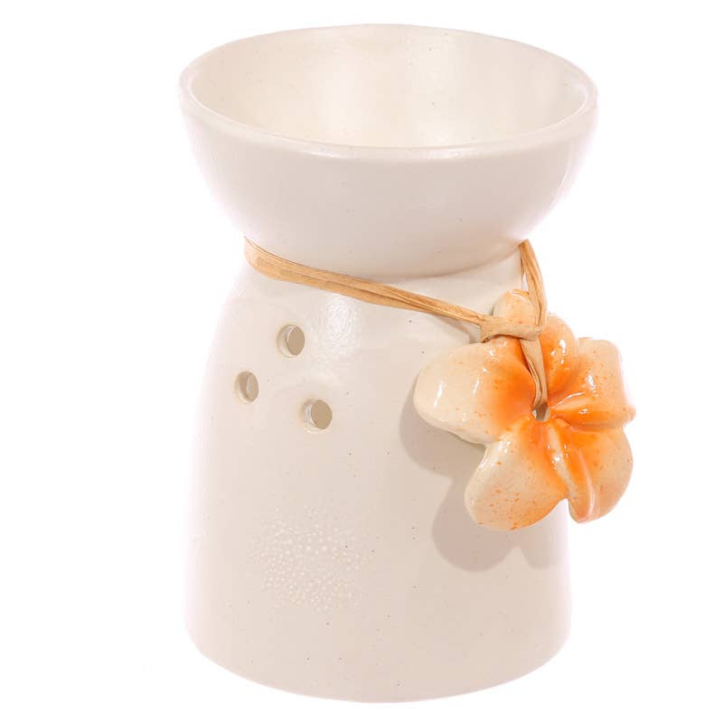 Puckator Ltd – wholesale Oil warmer – Speckled Cream Ceramic Oil and Wax Burner with Flower4