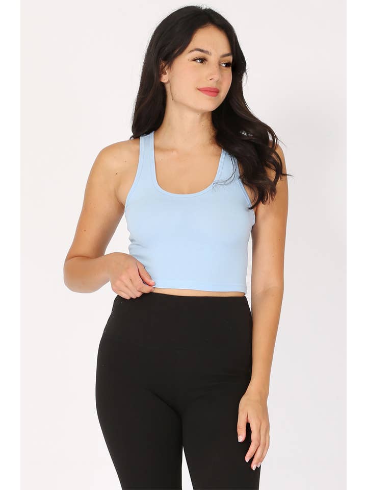 Color 5 - Wholesale Tank Top - Women's - Solid color cotton lycra cropped tank top with racer back1