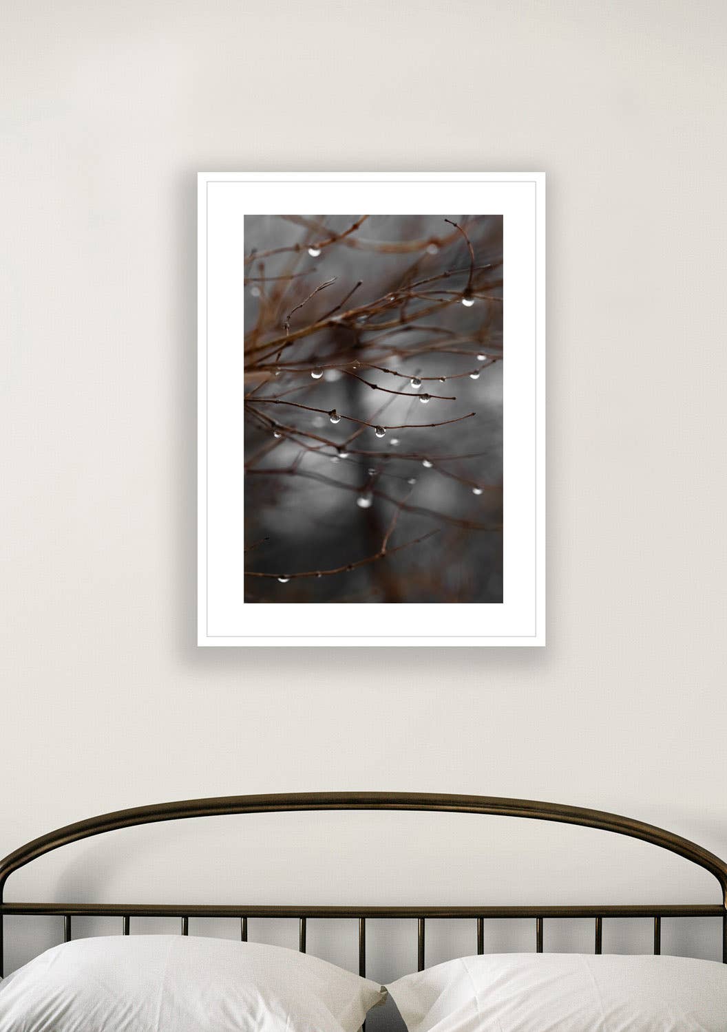 Brooke T Ryan Photographic Art - Wholesale Art Print - Raindrops on Branches Art: Dark and Moody Nature Photography1