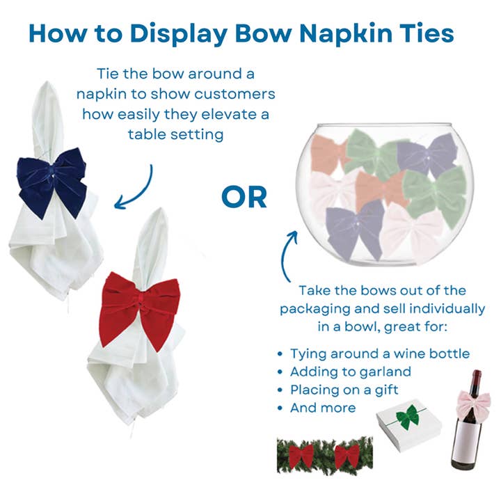 Lucy Grymes Designs - Wholesale Napkin Ring - Light Pink Bow Napkin Ties