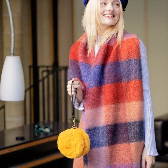 Studio Hop – wholesale Scarf – Women's – Colour Block Chunky Squares Check Blanket Scarf5