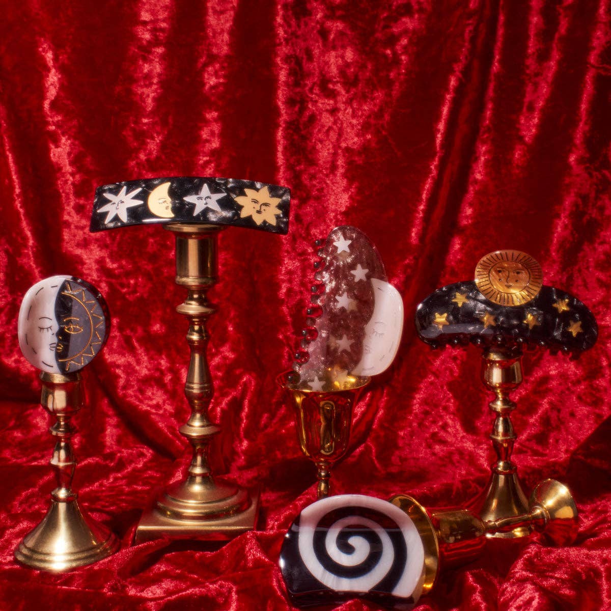 WINONA IRENE - Wholesale Hair Clip - Women's - Sun and Stars Astrology Hair Claw in Gold and Black Acetate5