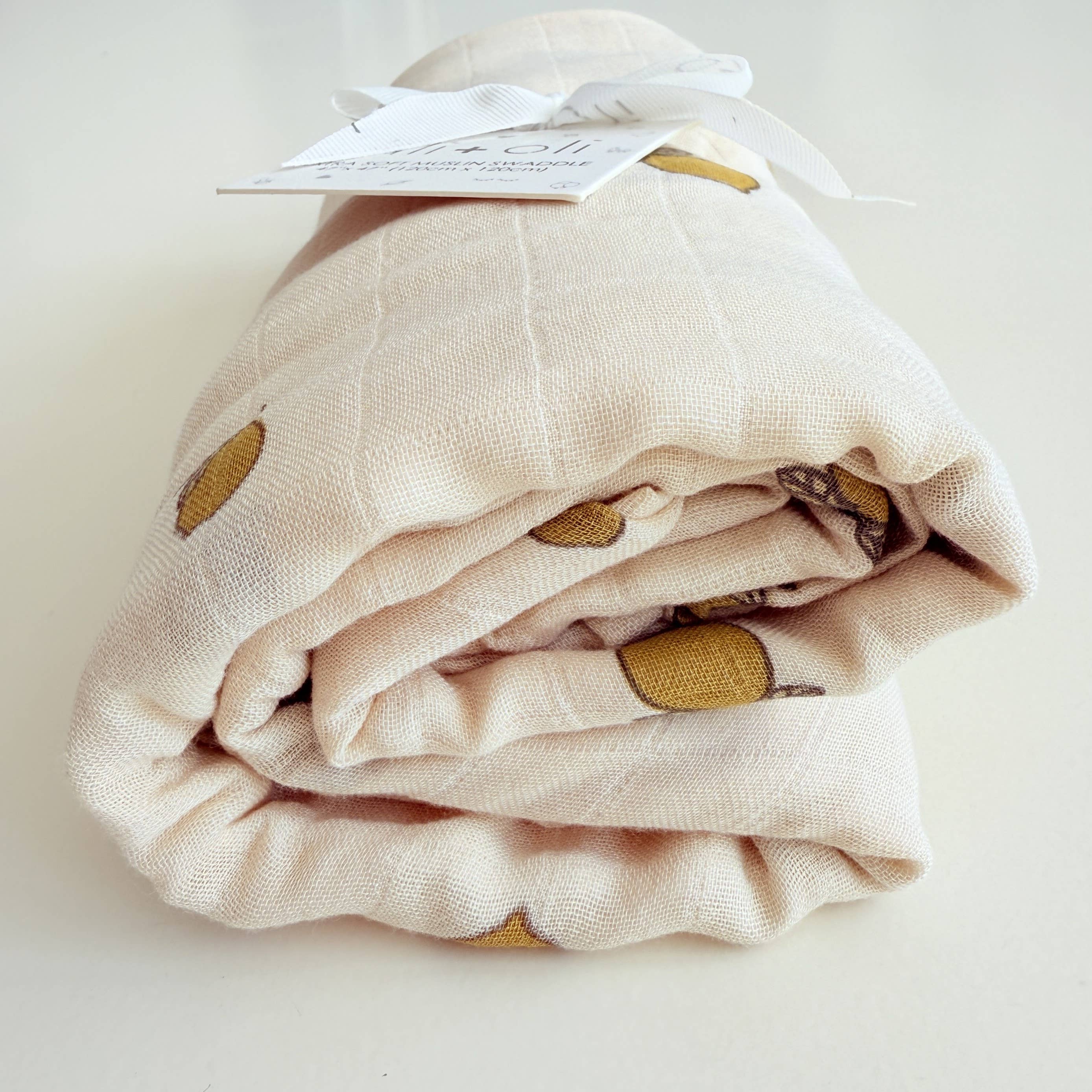 Ali+Oli - Wholesale Swaddle - Baby - Bamboo Muslin Swaddle Baby Blanket (Lemons)6