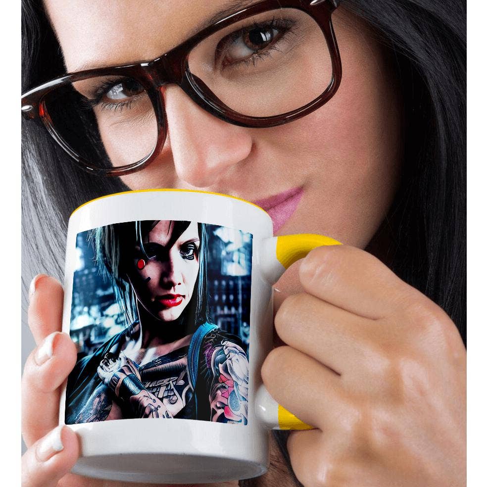 3dRose - Wholesale Coffee Mug - 3dRose, Fantastic beauty cyberpunk cyborg woman. Elegant digital art gift, Mug1