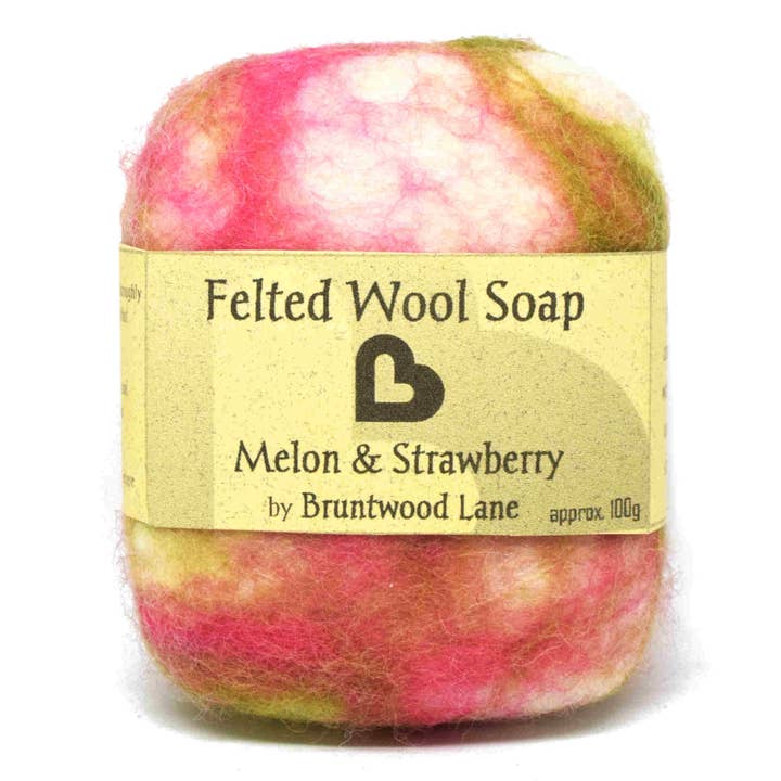 Melon & Strawberry Felted Wool Soap for wholesale by Bruntwood Lane