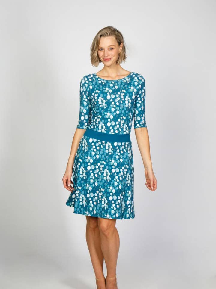 Calla jersey dress eucalyptus petrol for wholesale by kirsch-grün