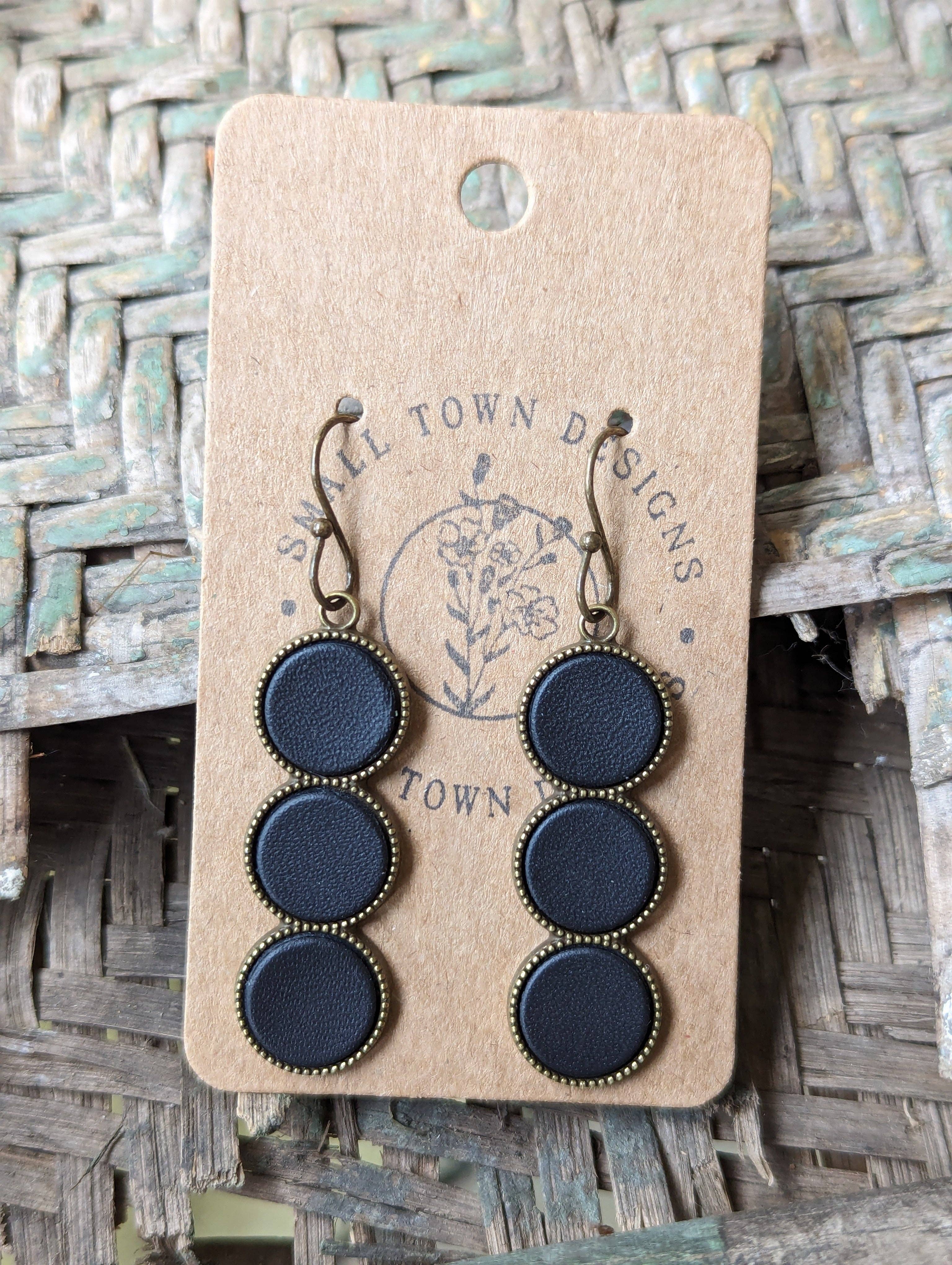 Small Town Designs - Wholesale Dangle Earrings - Rustic Black Trios1