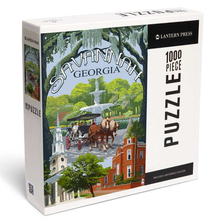 1000 PIECE PUZZLE Savannah, Georgia, Town Views for wholesale by Lantern Press