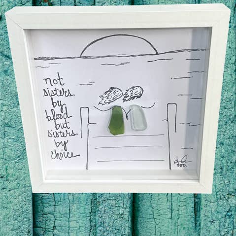 Back Bay Designs – Sinal por atacado – Sisters By Choice, amizade arte em vidro marinho