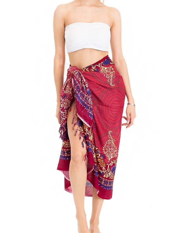 Cap Zone - Wholesale Swim cover-up – Women’s - Mandala Cotton Beach Sarong Block Print2