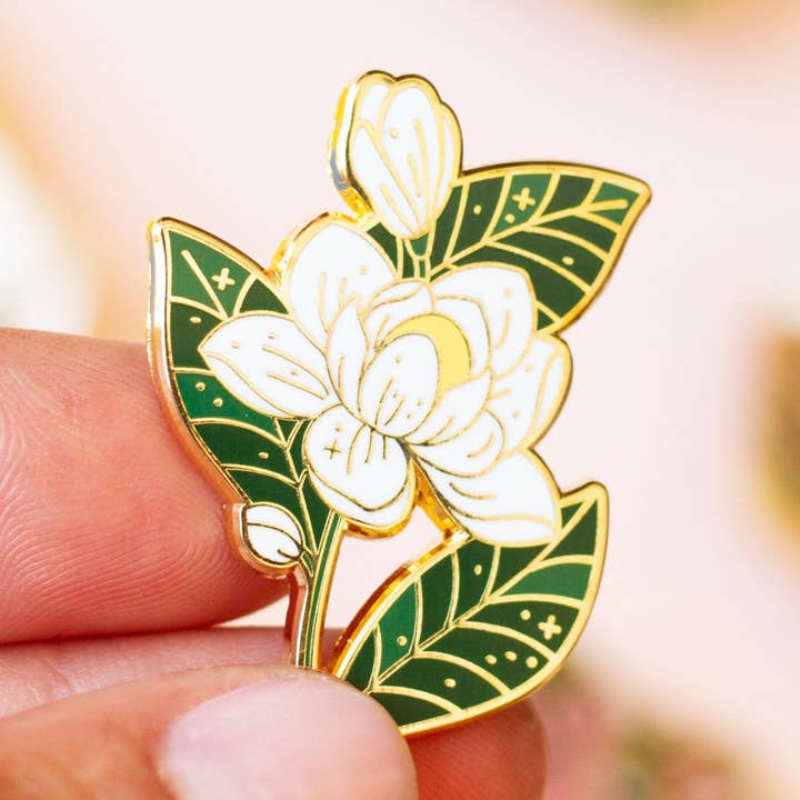 Southern Magnolia Enamel Pin for wholesale by Occasionalish