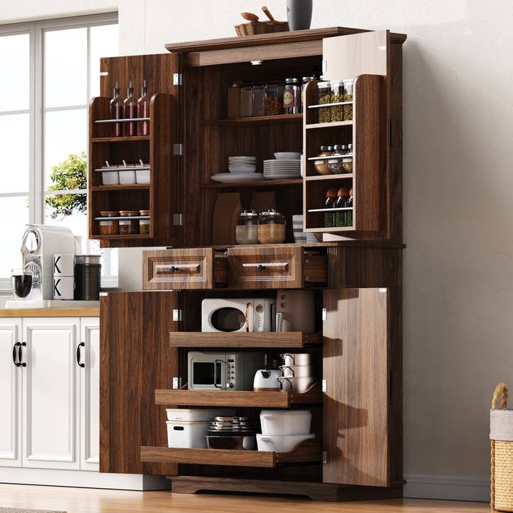 71" Tall Kitchen Pantry Cabinet with Pull-Out Organizers for wholesale by 39F Inc.