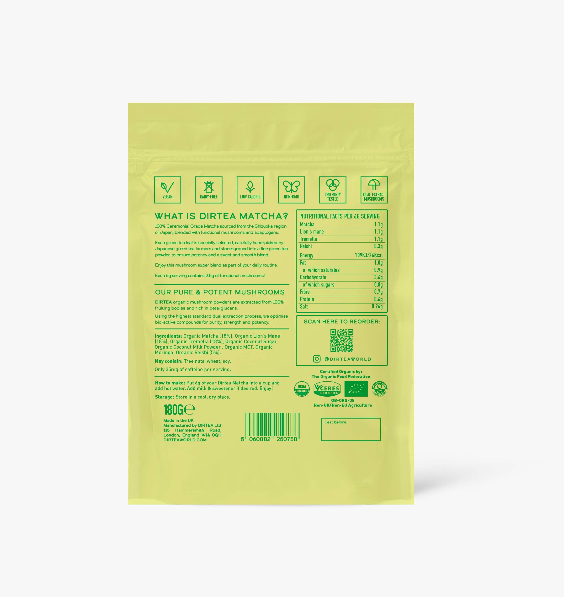 DIRTEA – wholesale Health/detox tea – Matcha - Mushroom Superblend 1