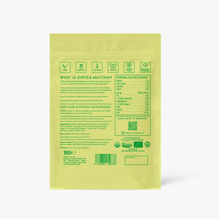 DIRTEA – wholesale Health/detox tea – Matcha - Mushroom Superblend 1