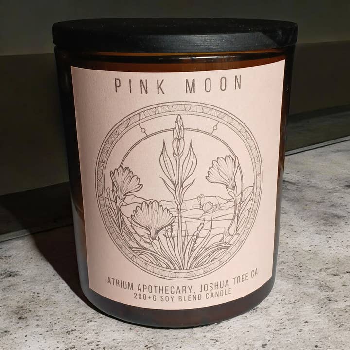 Vela Amber Jar | Fragancia de luna rosa para venta al por mayor de Atrium Apothecary Inc