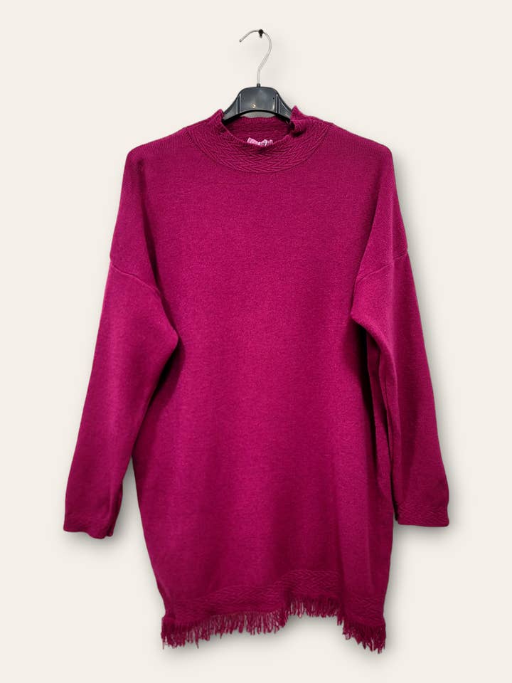 C'MELODIE - Wholesale Knit Sweater - Women's - Plus Size - Oversized Sweater with Fringes1
