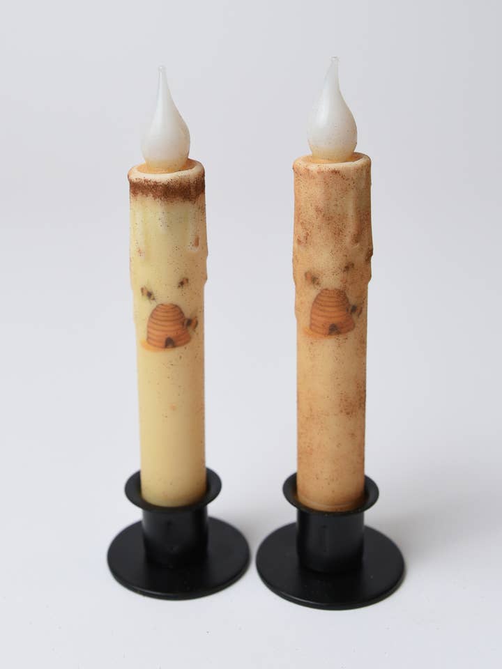 Bougie conique à minuterie LED avec ruche et abeilles pour la vente par LMS Wholesale