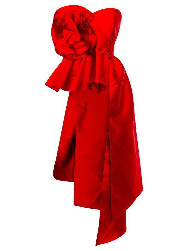 Fleur Peplum Top in “Red Rendezvous" for wholesale by byVINNIK