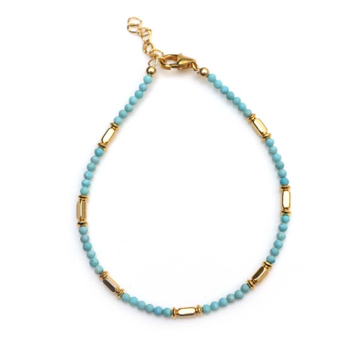 December Birthstone Turquoise Beaded Stacking Bracelet Gold for wholesale by Fine Facets