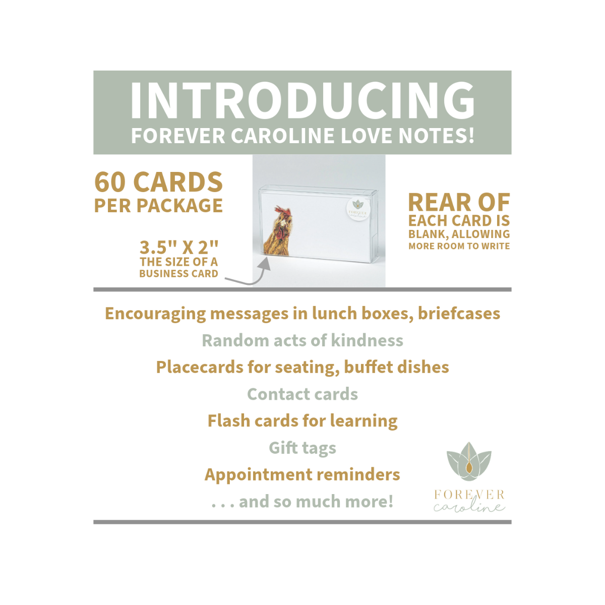 Forever Caroline LLC - Wholesale Stationery/Notecard Set - Opossum Family Tiny Cards | Pack of 60 "Love Notes" 1