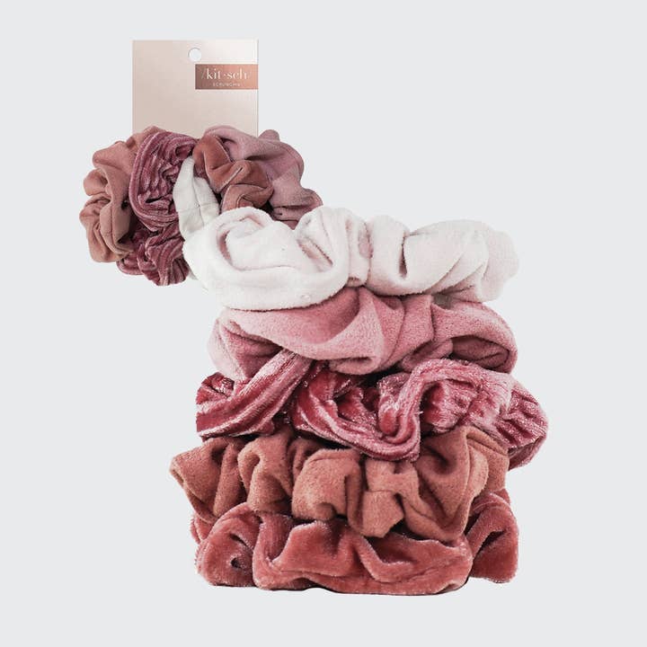 KITSCH - Wholesale Scrunchie - Women's - Velvet Scrunchies - Blush and Mauve