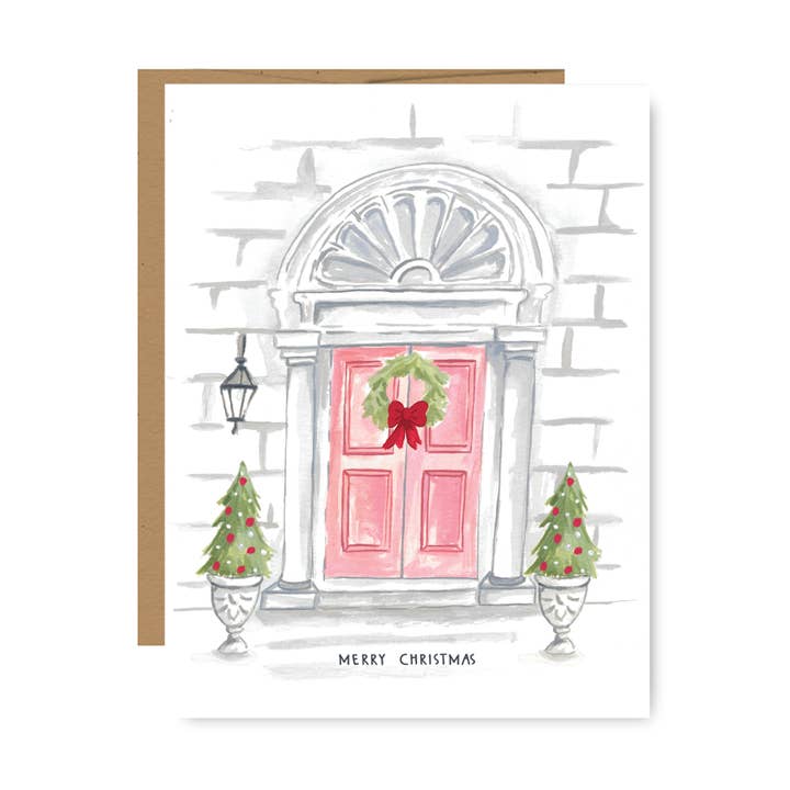 Holiday Door City Greeting card for wholesale by Jessica Frasz Studio