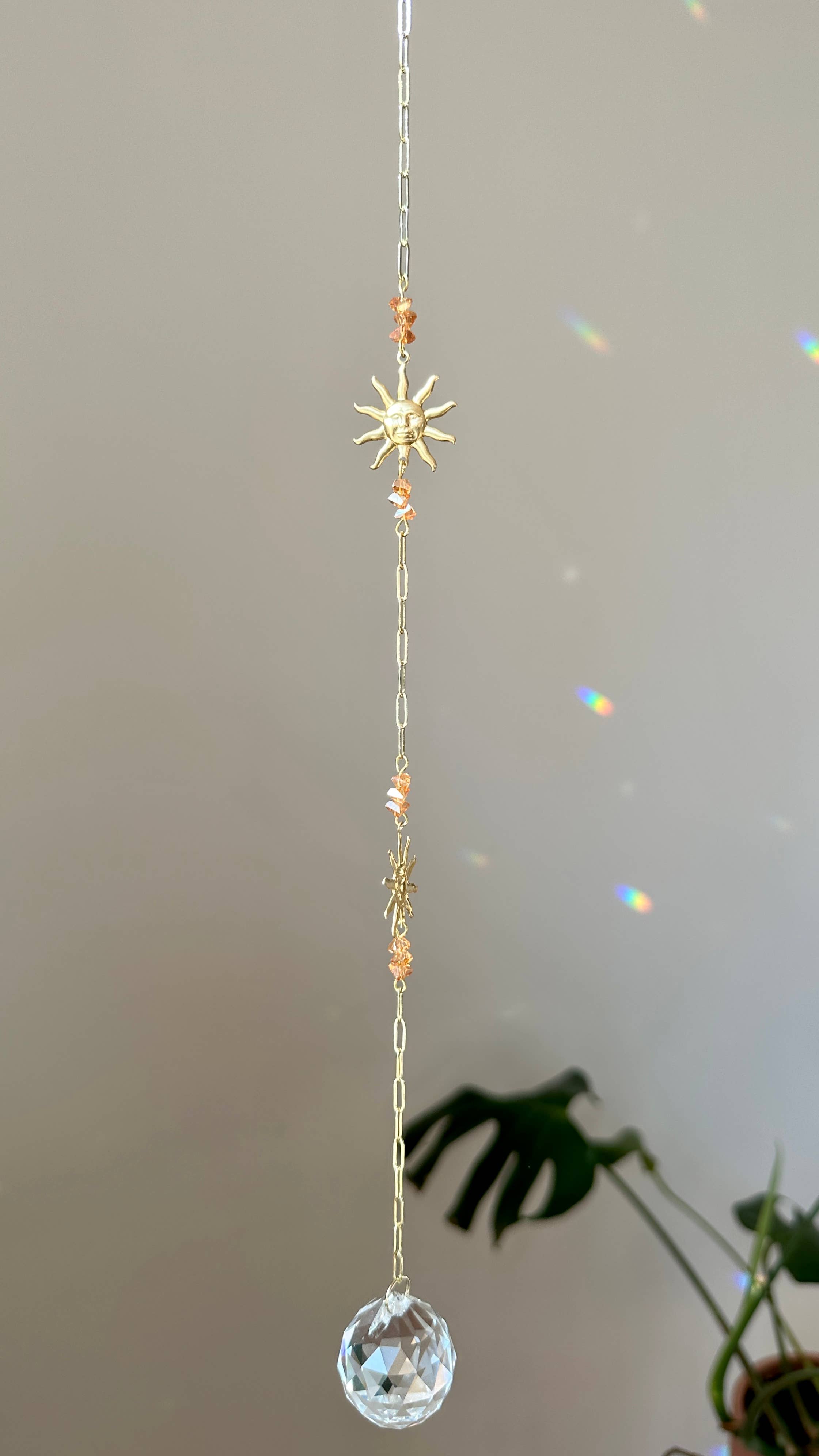 Ombra & Luce - Vendita all'ingrosso Acchiappasole - Doppi Sole Suncatcher con Perle di Vetro Ambra Tagliate, Celestiale4