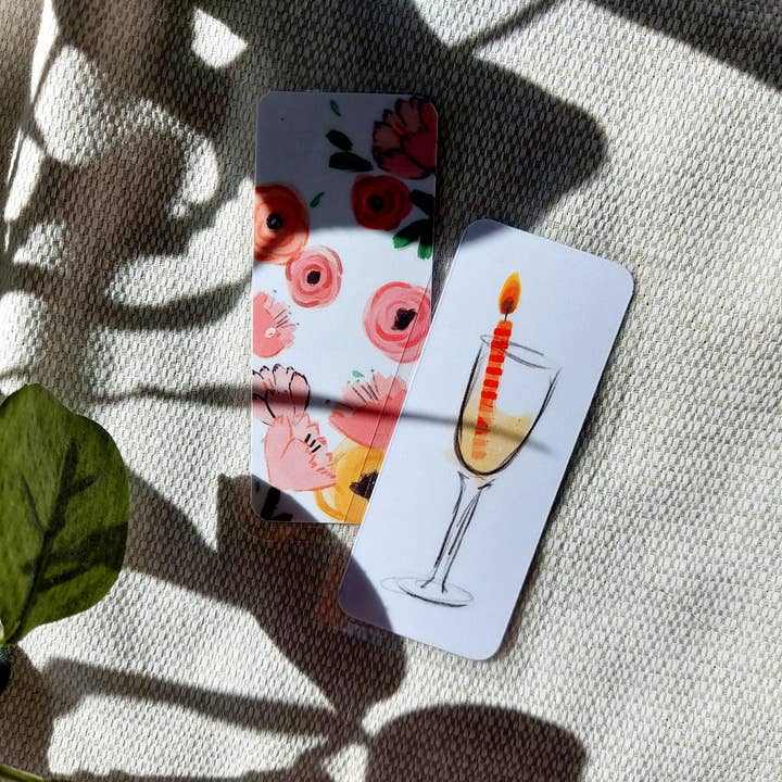 Kleines Lesezeichen mit Weißweinblumen-Illustration für den Großhandel von Lemon.lemoff