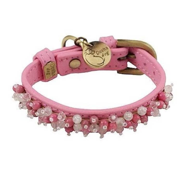 Dosha Dog - Wholesale Pet collar – Dog - Mini Beaded Collar/Leash - Dark Pink, Quartz