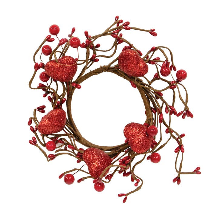 Col House Designs - Vendita all'ingrosso Portacandele - Anello portacandela rosso con glitter a forma di cuore e frutti di bosco, 8,6 cm