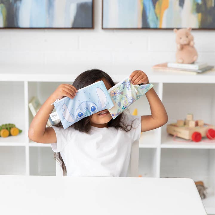 Bumkins - Wholesale Snack Pack - Kids & Baby - Reusable Snack Bag, Small 2 Pack: Stitch Star-ring Up Trouble11