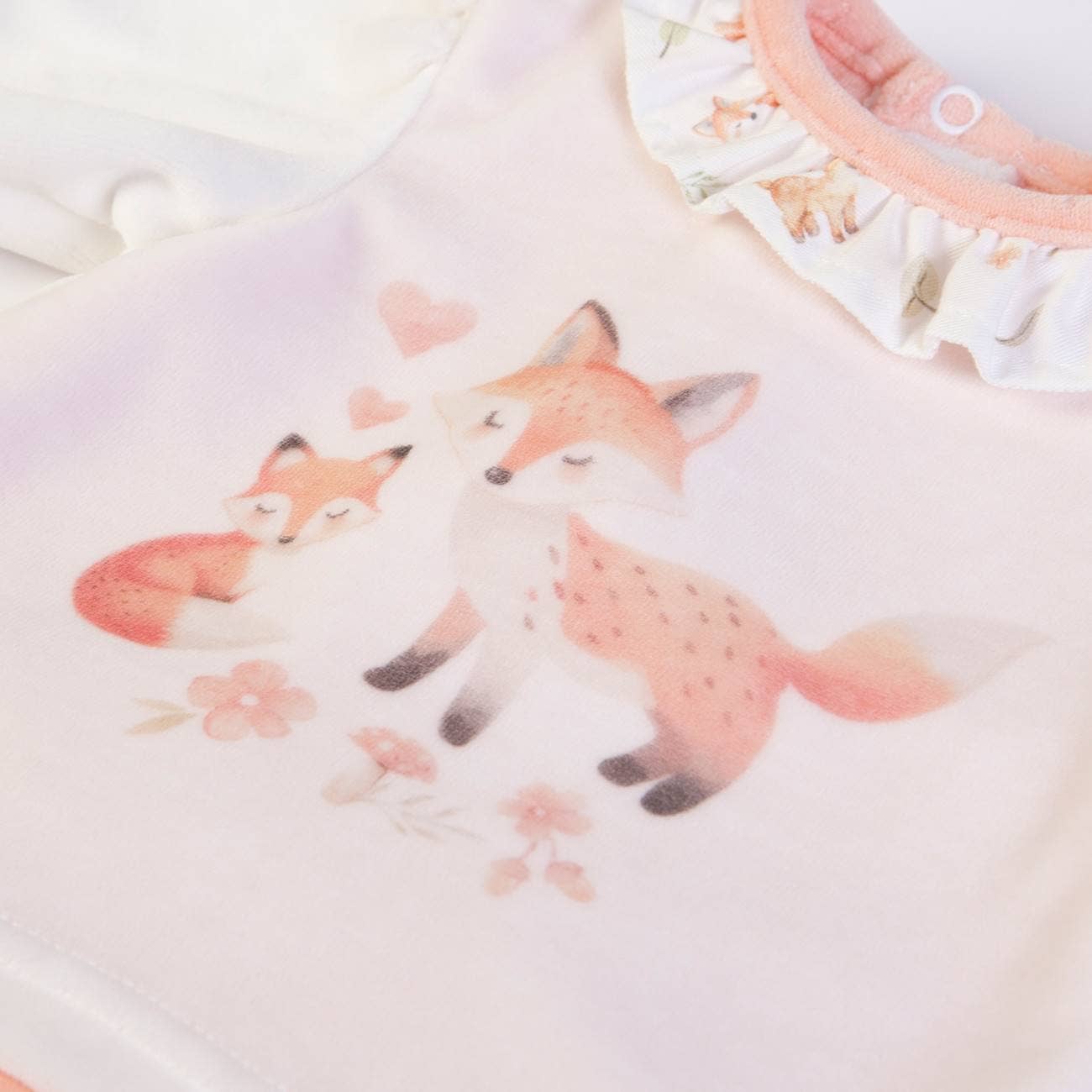 Blanc cassé/saumon 16648 - Grenouillère en velours avec ouverture arrière et col - FS Baby en vente sur Faire2