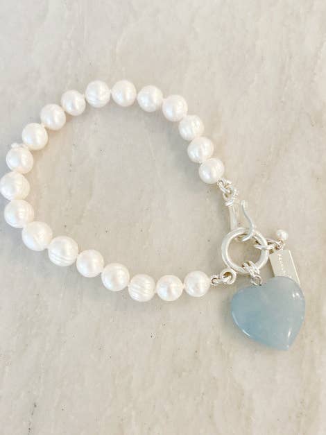 Blå ædelstenshjertearmbånd for engroshandel hos Pearly Girls, LLC