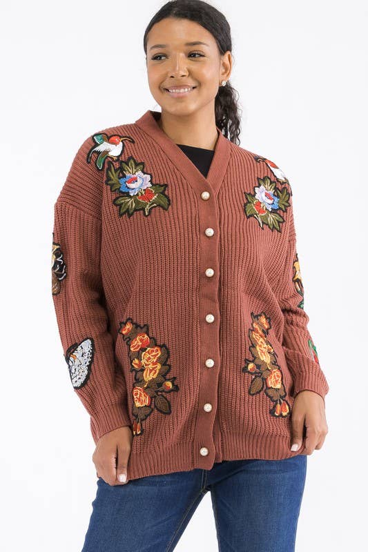 H&H Fashion Inc. – wholesale Cardigan – Women’s – W1602 - Button Down Patch Knit Cardigan8