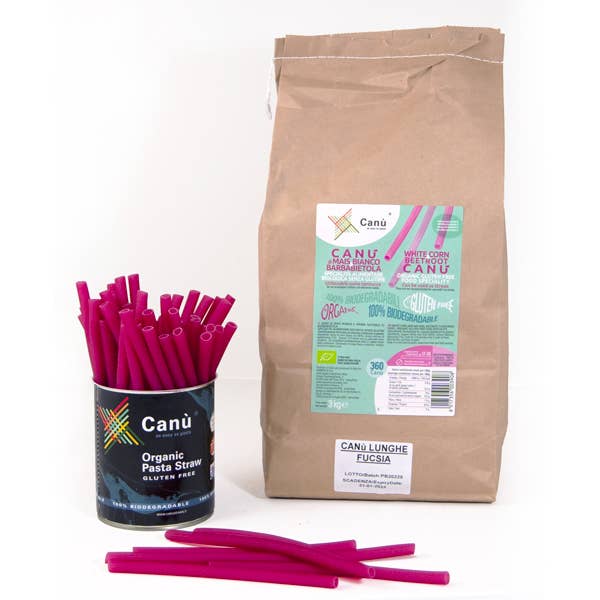 Cannuccia fucsia di pasta biologica e gluten free 3 Kg per la vendita all'ingrosso da parte di Canù