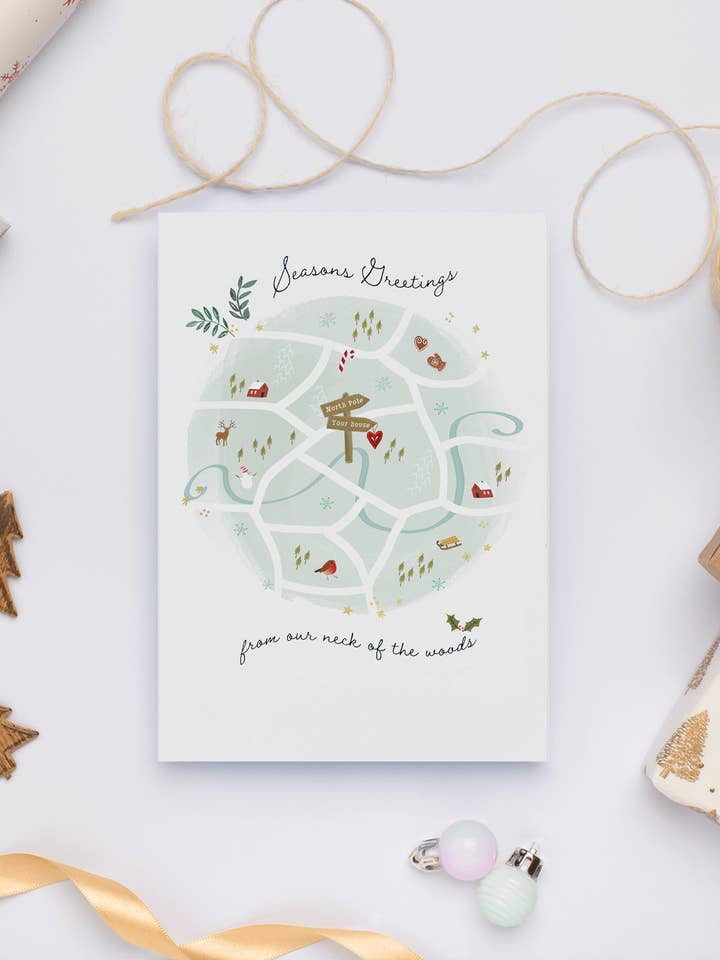 Christmas Card | ACROSS THE MILES | Gold Foil for wholesale by Emma Bryan Design