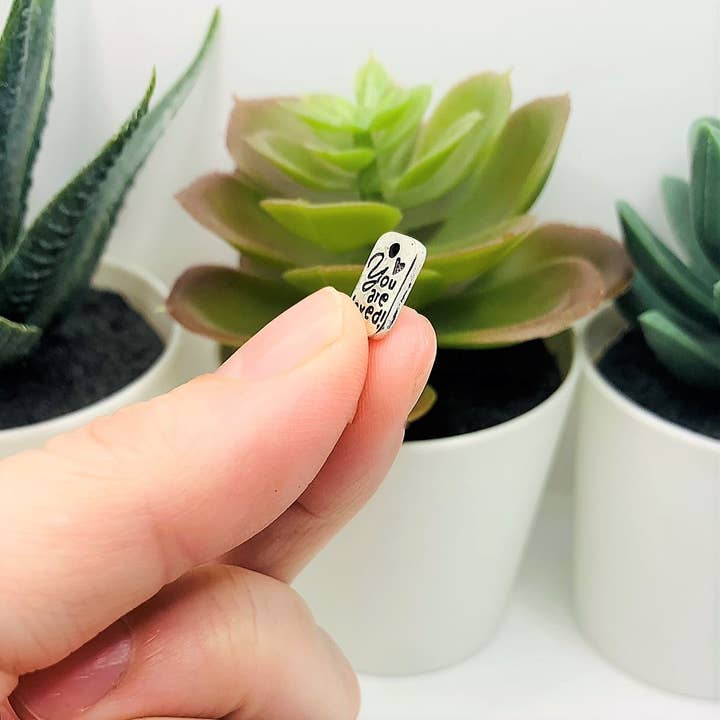 Guerrilla Charm - Wholesale Individual Charm/Pendant - Tiny Silver You Are Loved Affirmation Charms, 11x7mm3