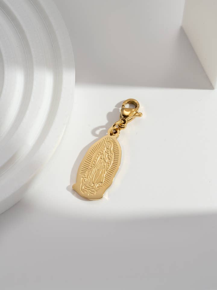Engraved stainless steel Virgin Mary pendant charm for wholesale by COSMOS