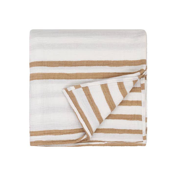 Woven Stripe 100% Cotton Bedspread Cinnamon for wholesale on Faire2