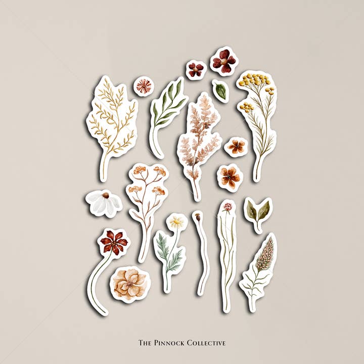 The Pinnock Collective (Duty Paid) – wholesale Sticker – Watercolour botanical themed planner stickers3
