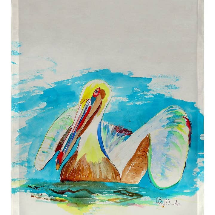 Betsy Drake Interiors – Bandeira por atacado – Pelicano em Teal Flag