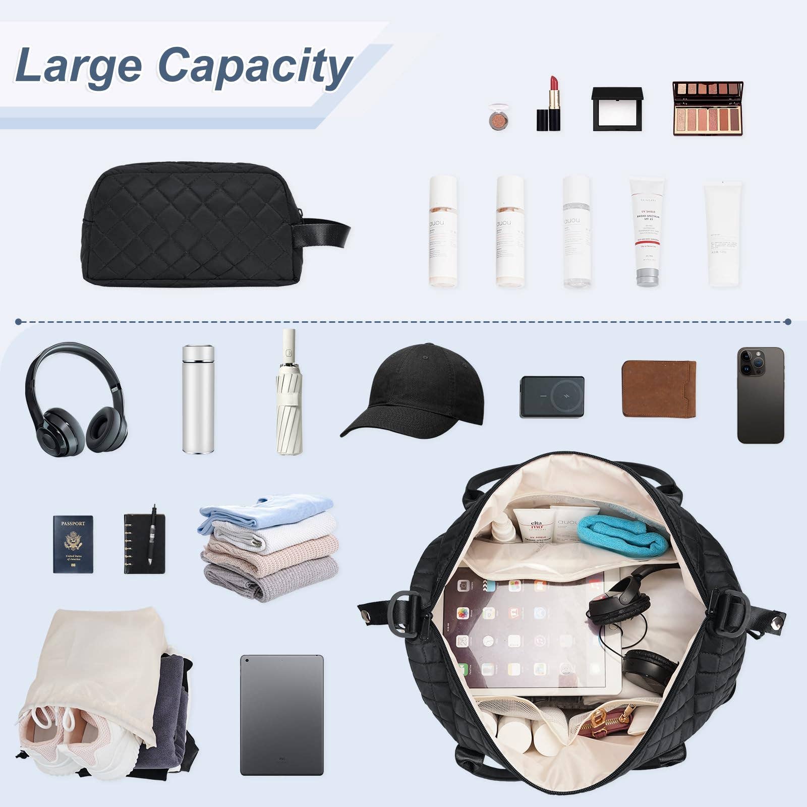 wandf – Engroshandel Stor rejse- og weekendtaske - Dame – Carry On Weekender-taske med skorum Rejsetaskesæt8