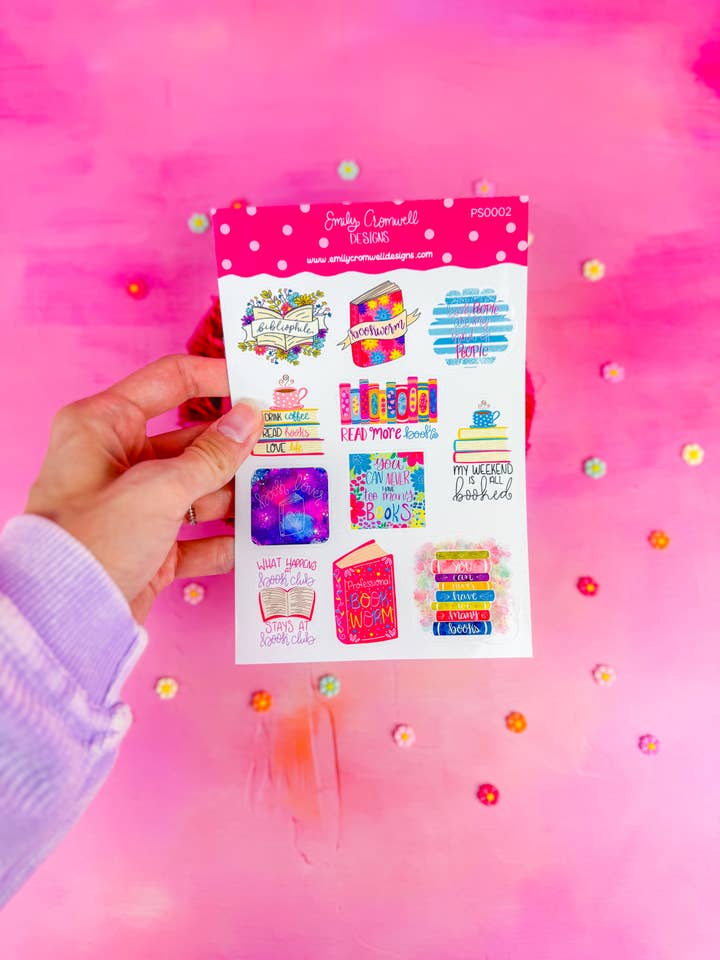 Bookworm Planner Stickers PS0002 for wholesale by Emily Cromwell Designs