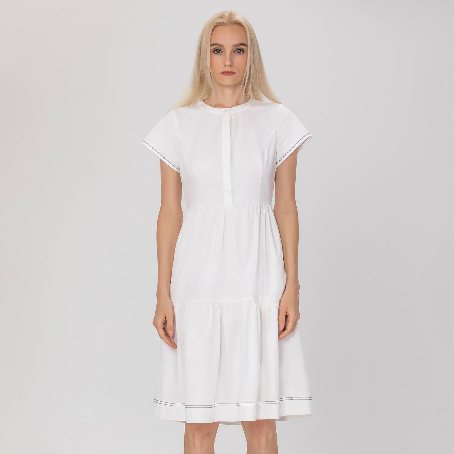 Smart and Joy - Vendita all'ingrosso Vestito - Donna - Abito camicia aderente e svasato in cotone7