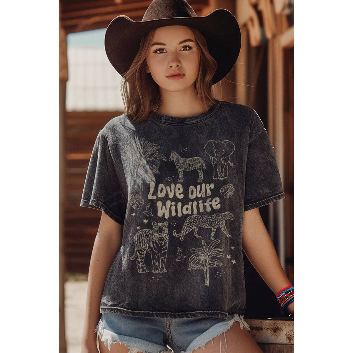 HRTandLUV – Großhandel T-Shirt (Grafikdruck) – Damen – LIEBE UNSER WILDLEBEN MINERALGRAPHIK-TOP7