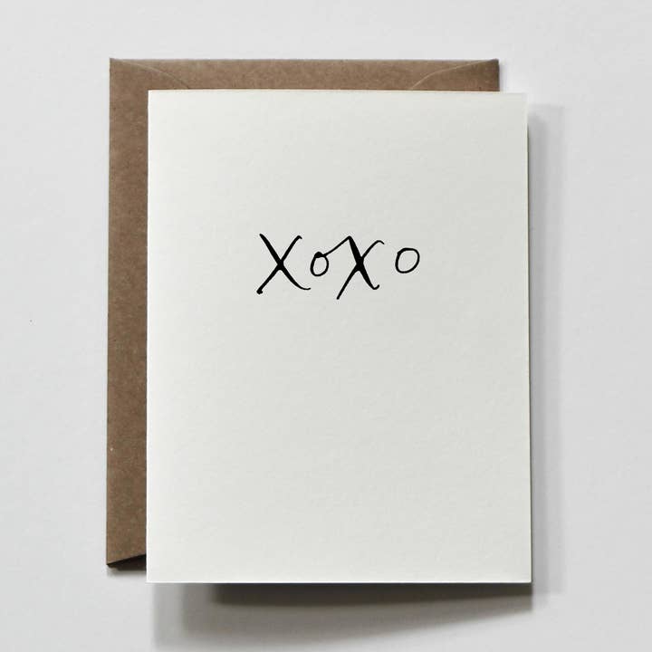 Xoxo | Tarjeta de felicitación simple con abrazos y besos de amor y amistad para venta al por mayor de everglow handmade