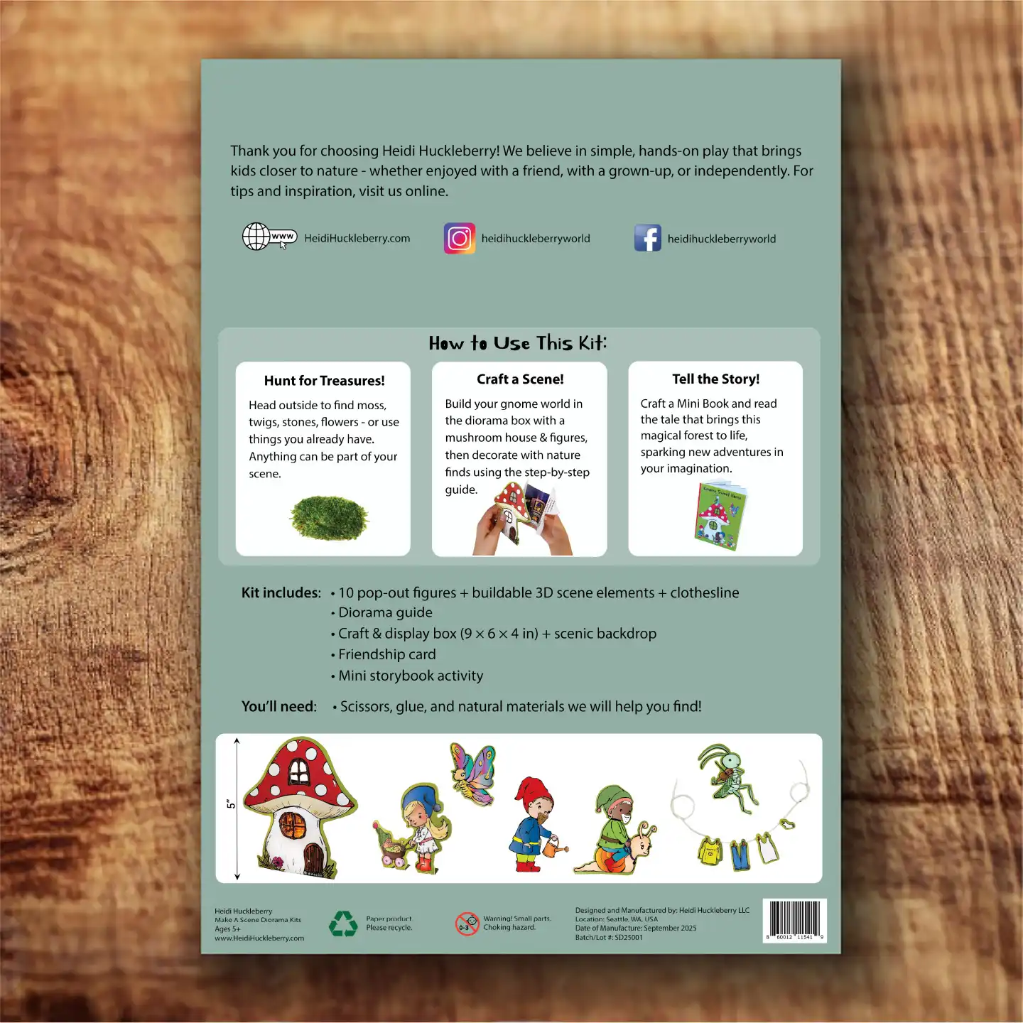 Heidi Huckleberry - Wholesale DIY Craft Kit - Nature Diorama Craft Kit: GNOME SWEET HOME - Make A Scene3